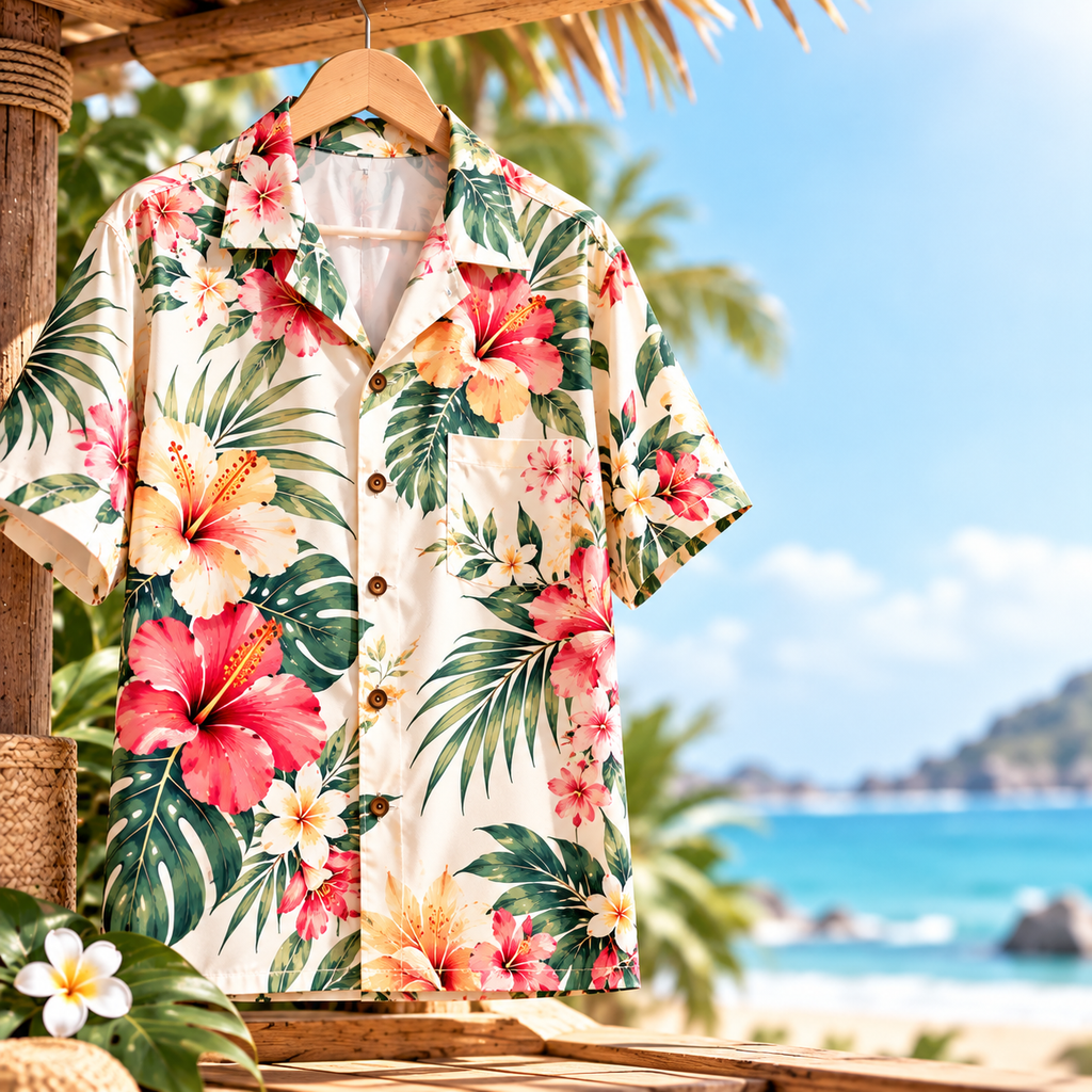 Hawaiian Shirts  ช่อดอกไม้เว้นสเปซ