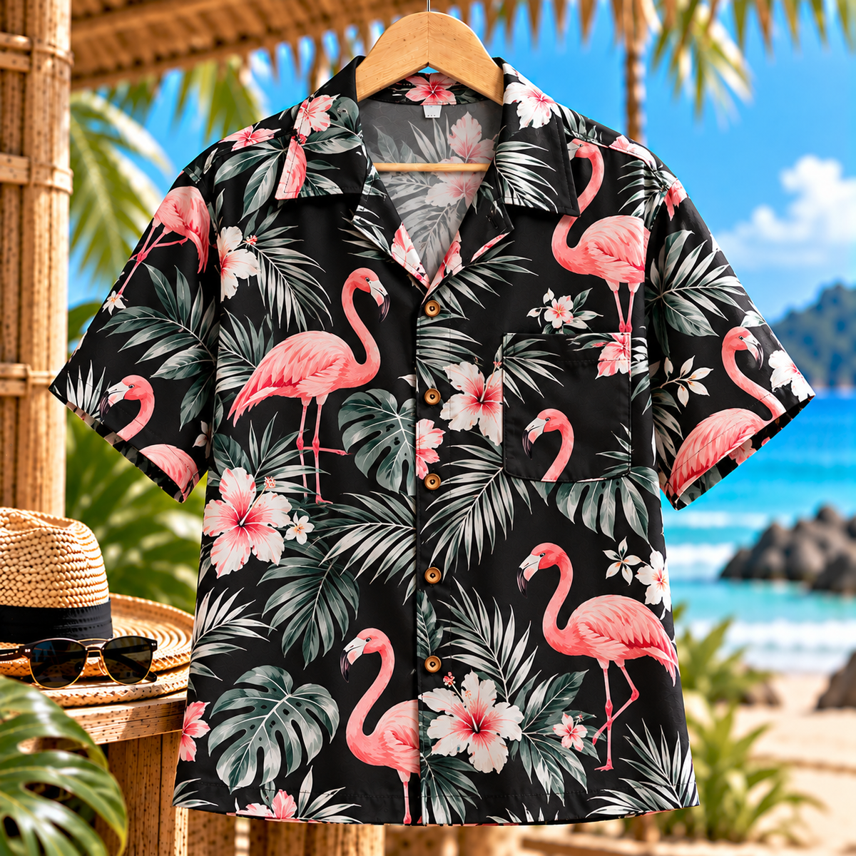 Hawaiian Shirts  ลายฟามิงโก้
