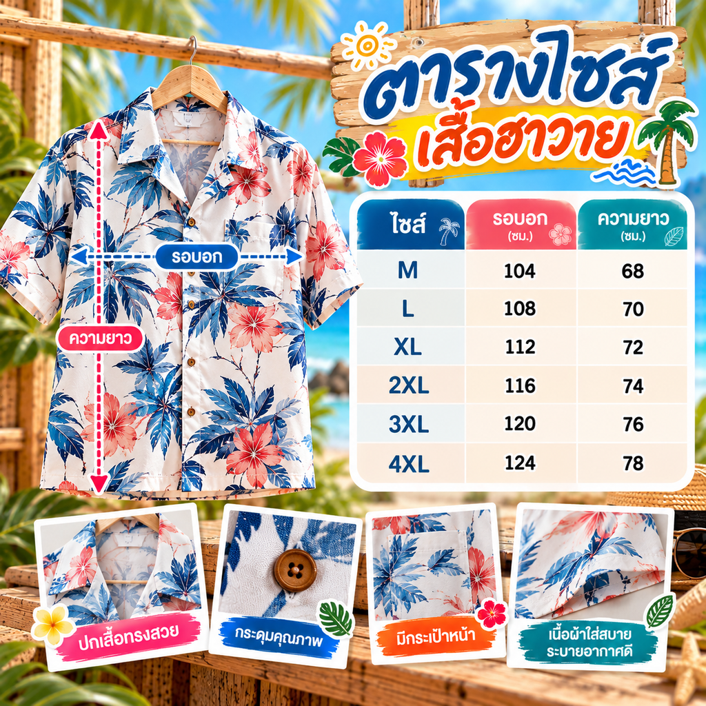 Hawaiian Shirts  ลายฝีแปรง (Brush Strokes)