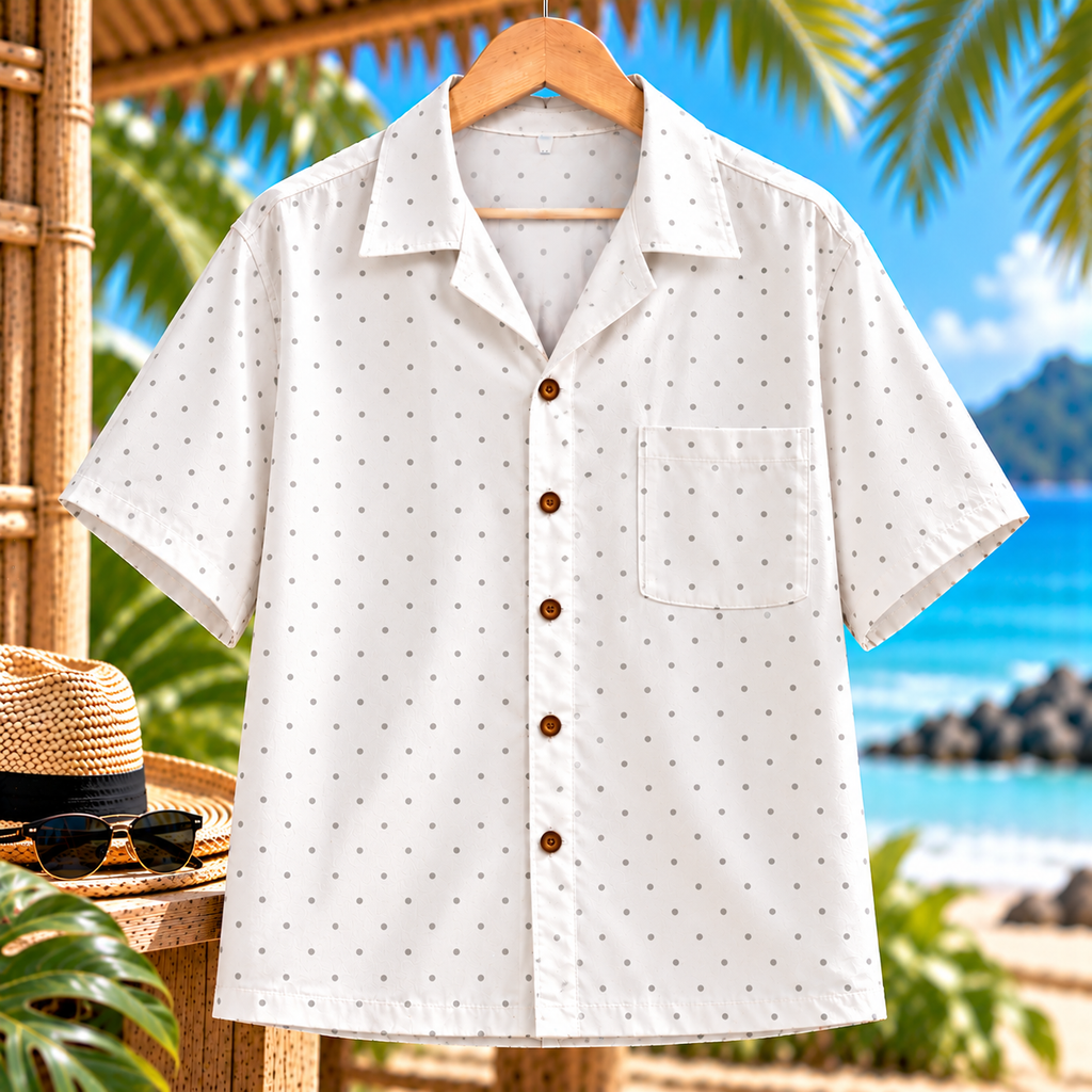 Shirts  ลายจุดขาวเทา