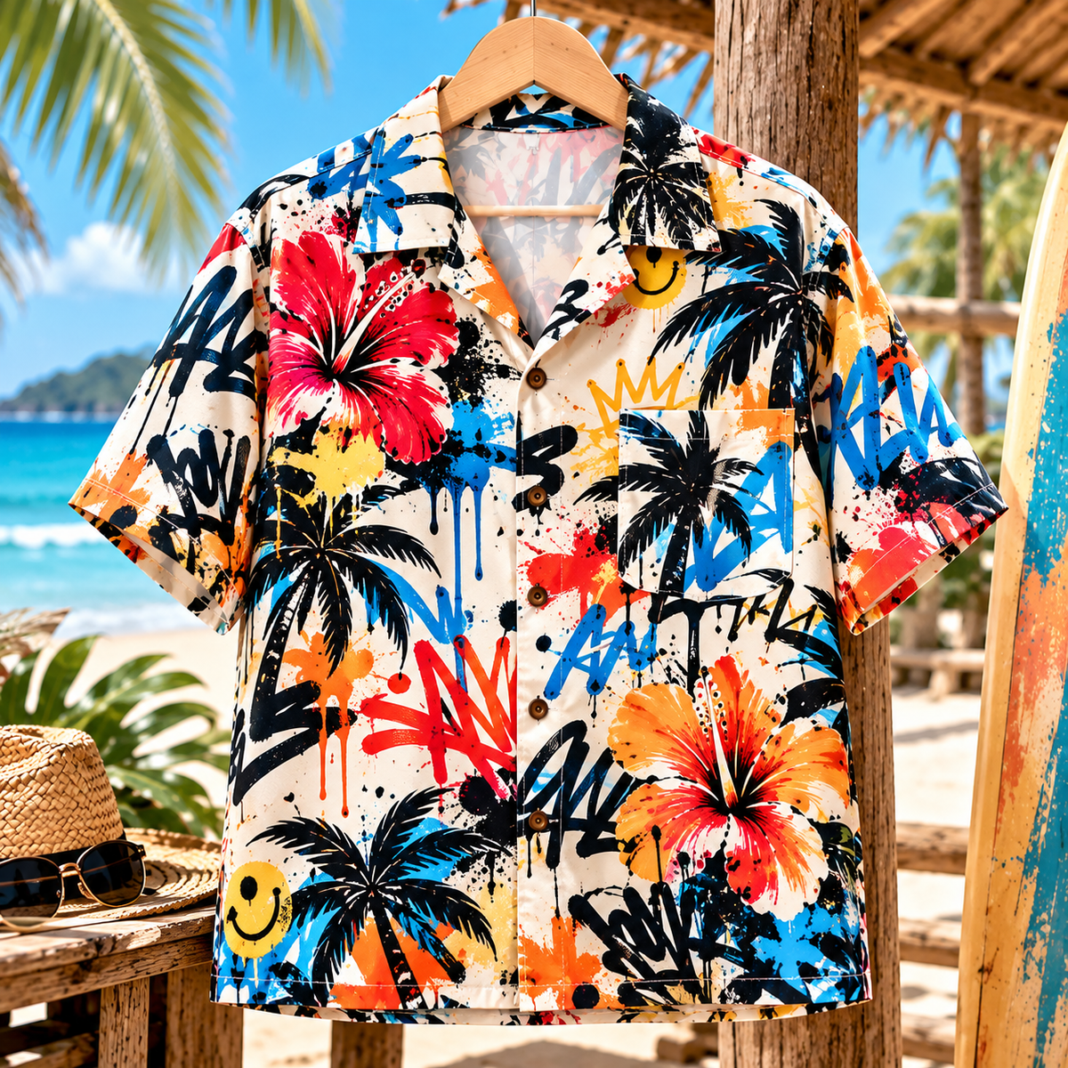 Hawaiian Shirts  ลายสเปรย์กราฟฟิตี